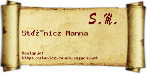 Stánicz Manna névjegykártya